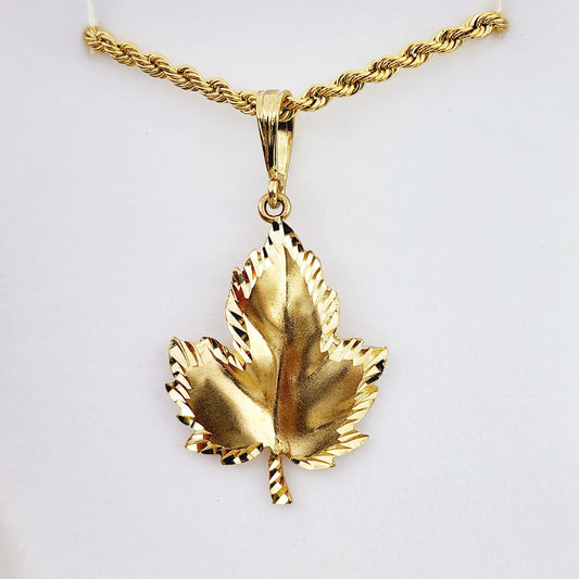 Gold Maple Leaf Pendant Necklace For Men and Women, 10K Yellow Gold Big Maple Leaf Canada Pendant, Unisex Jewelry, Gift For Her or Him