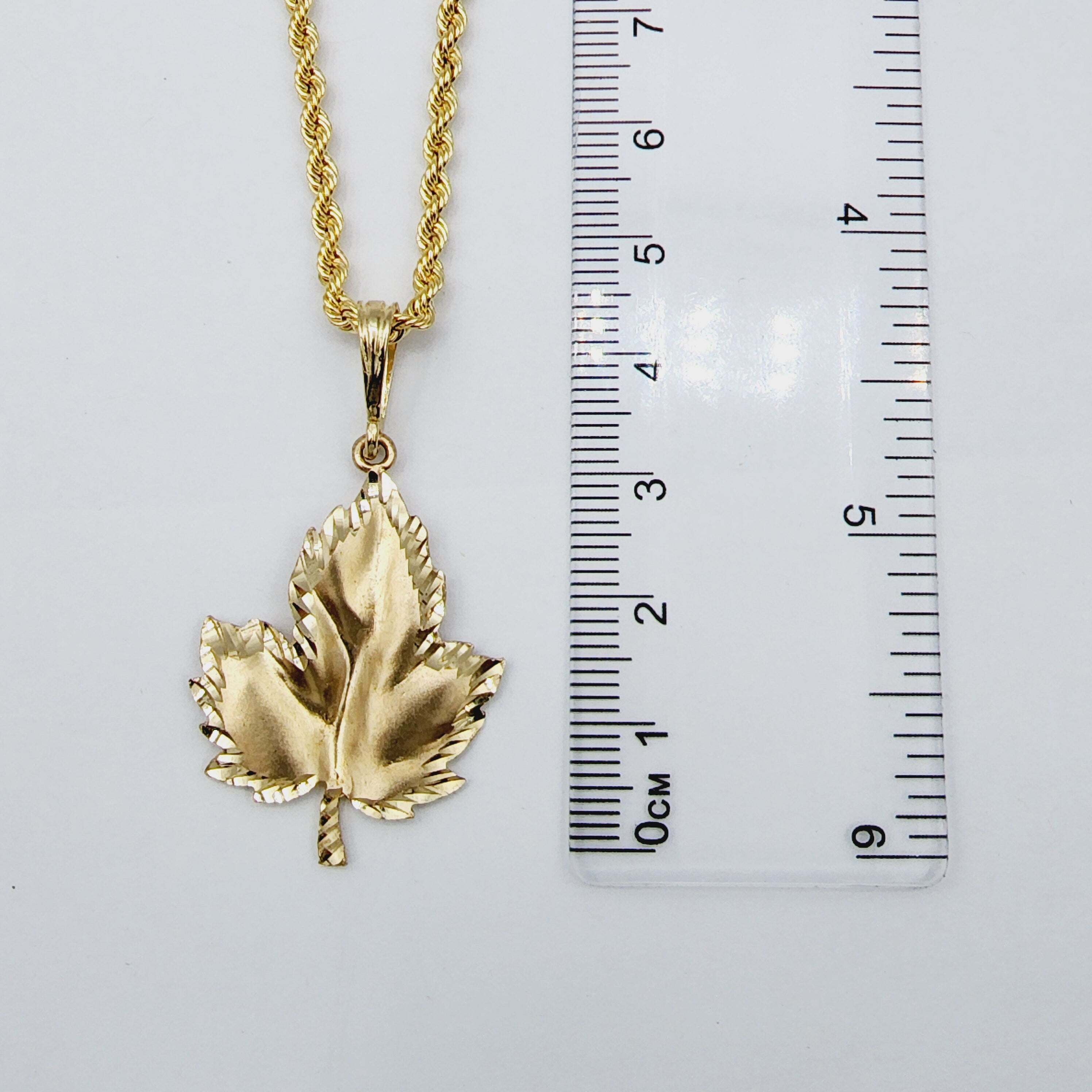 Gold Maple Leaf Pendant Necklace For Men and Women, 10K Yellow Gold Big Maple Leaf Canada Pendant, Unisex Jewelry, Gift For Her or Him