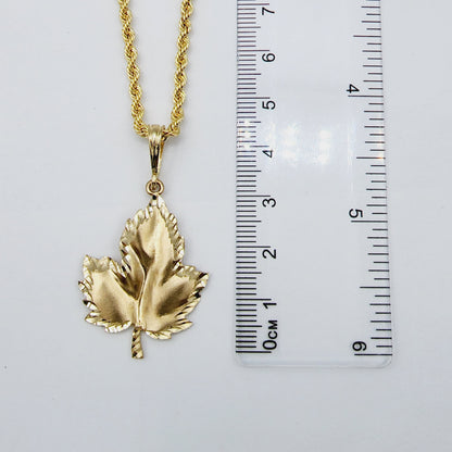 Gold Maple Leaf Pendant Necklace For Men and Women, 10K Yellow Gold Big Maple Leaf Canada Pendant, Unisex Jewelry, Gift For Her or Him