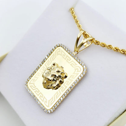 Gold Lion Head Pendant Necklace , 10K Yellow Gold Lion Necklace, Lion Head Pendant, Gold Lion Jewelry, King Lion Gold Dainty Animal Pendant