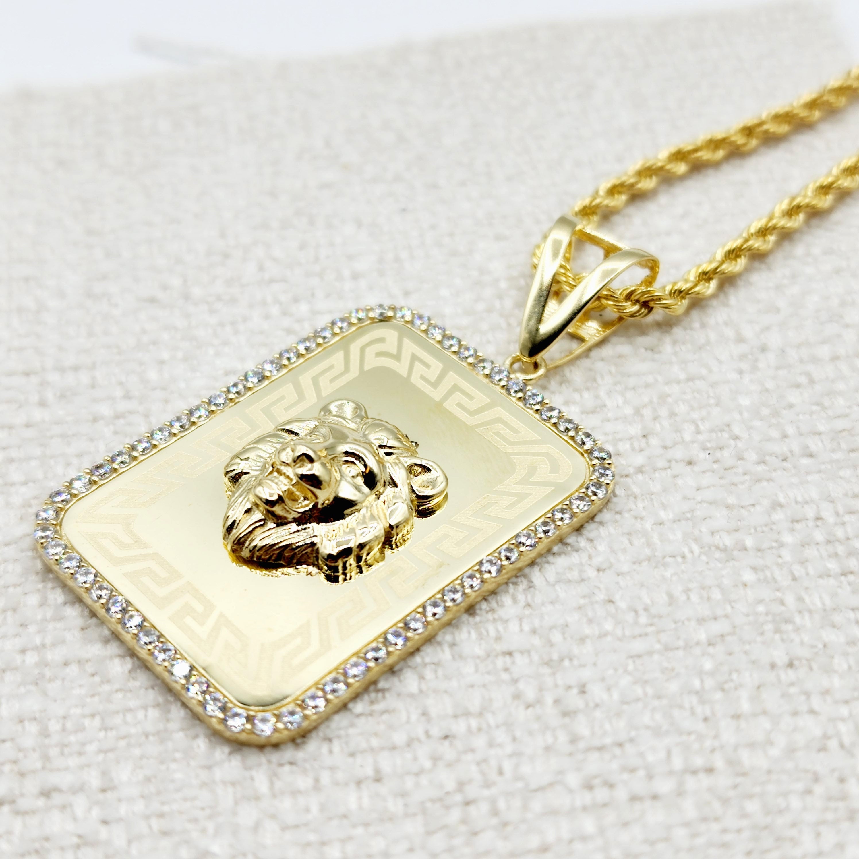 Gold Lion Head Pendant Necklace , 10K Yellow Gold Lion Necklace, Lion Head Pendant, Gold Lion Jewelry, King Lion Gold Dainty Animal Pendant