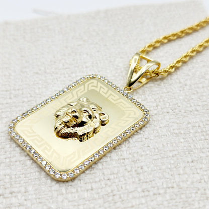 Gold Lion Head Pendant Necklace , 10K Yellow Gold Lion Necklace, Lion Head Pendant, Gold Lion Jewelry, King Lion Gold Dainty Animal Pendant