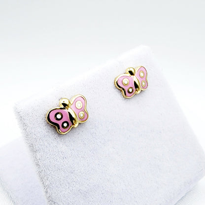 Gold Butterfly Stud Earrings, 10K Yellow Gold Butterfly Earrings, Birthday Gift, Gold Earrings For Baby, Baby Earrings, Cute Girl Earrings