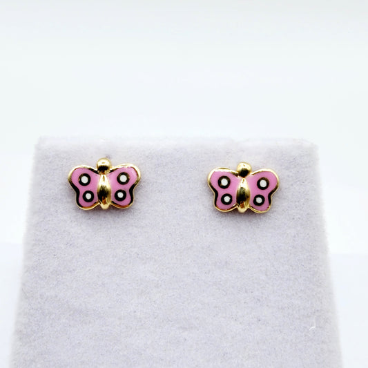 Gold Butterfly Stud Earrings, 10K Yellow Gold Butterfly Earrings, Birthday Gift, Gold Earrings For Baby, Baby Earrings, Cute Girl Earrings