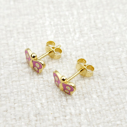 Gold Butterfly Stud Earrings, 10K Yellow Gold Butterfly Earrings, Birthday Gift, Gold Earrings For Baby, Baby Earrings, Cute Girl Earrings