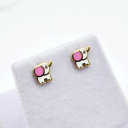 Gold Elephant Stud Earrings, 10K Yellow Gold Elephant Earrings, Birthday Gift, Gold Earrings For Baby, Baby Earrings, Cute Girl Earrings