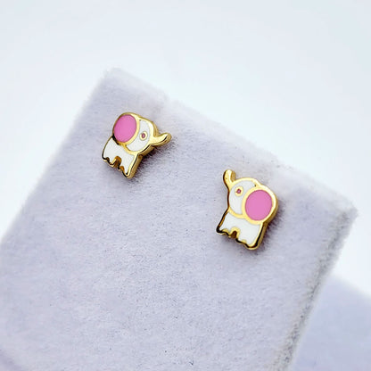 Gold Elephant Stud Earrings, 10K Yellow Gold Elephant Earrings, Birthday Gift, Gold Earrings For Baby, Baby Earrings, Cute Girl Earrings