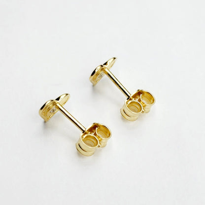 Gold Heart Stud Earrings, 10K Yellow Gold Heart Earrings With CZ, Birthday Gift, Gold Stud Earrings For Her, Baby Earrings, Girl Earrings