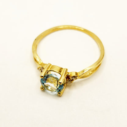 Gold Aquamarine Rings For Women, Gemstone Rings For Her, Yellow Gold Ring, Handmade Ring, Statement Ring, Wedding Ring, Birthstone Ring