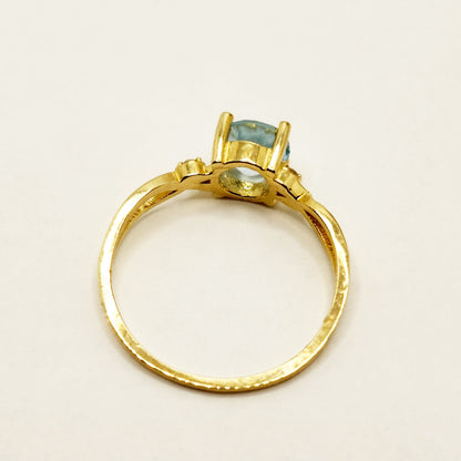 Gold Aquamarine Rings For Women, Gemstone Rings For Her, Yellow Gold Ring, Handmade Ring, Statement Ring, Wedding Ring, Birthstone Ring