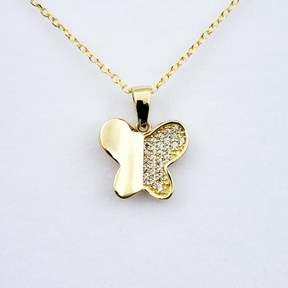 Gold Butterfly Pendant Necklace, 10K Yellow Gold Butterfly Necklace Pendant, Dainty Butterfly, Gif for Her, Birthday Gift, Christmas Gift