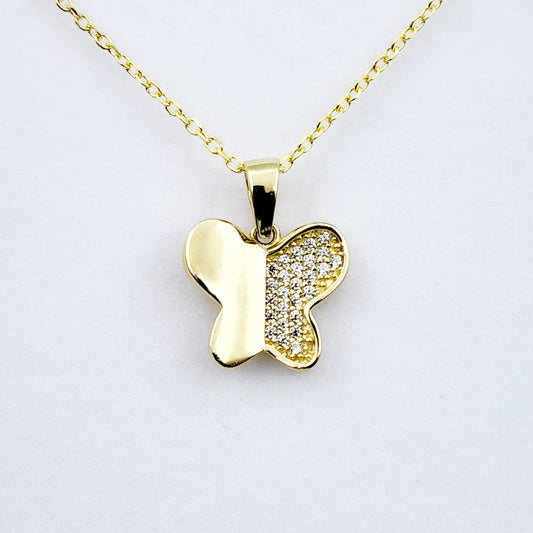Gold Butterfly Pendant Necklace, 10K Yellow Gold Butterfly Necklace Pendant, Dainty Butterfly, Gif for Her, Birthday Gift, Christmas Gift