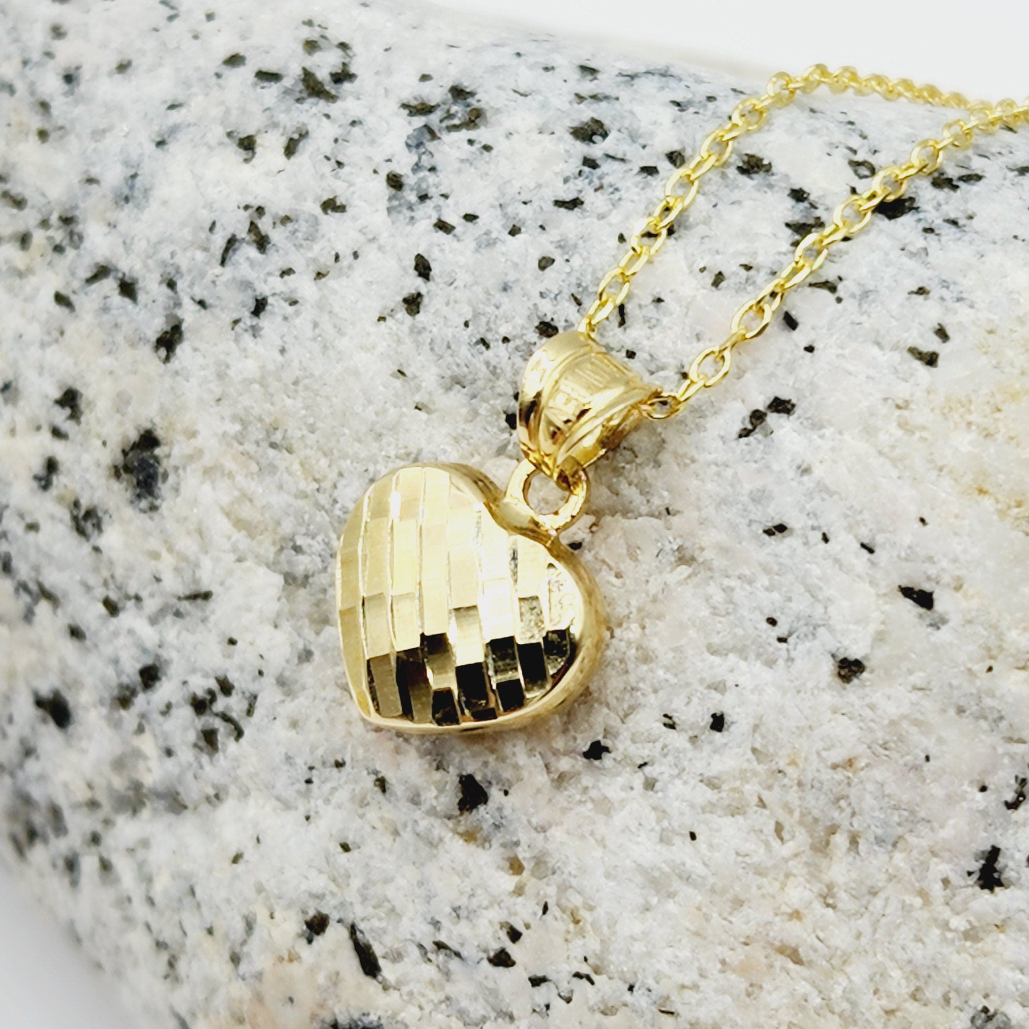 Gold Heart Pendant Necklace, 10K Yellow Gold Heart Necklace Pendant, Dainty Heart Gold Charm Necklace, Birthday Gift, Gift For Her