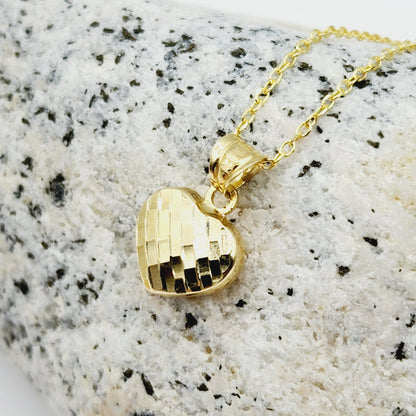 Gold Heart Pendant Necklace, 10K Yellow Gold Heart Necklace Pendant, Dainty Heart Gold Charm Necklace, Birthday Gift, Gift For Her
