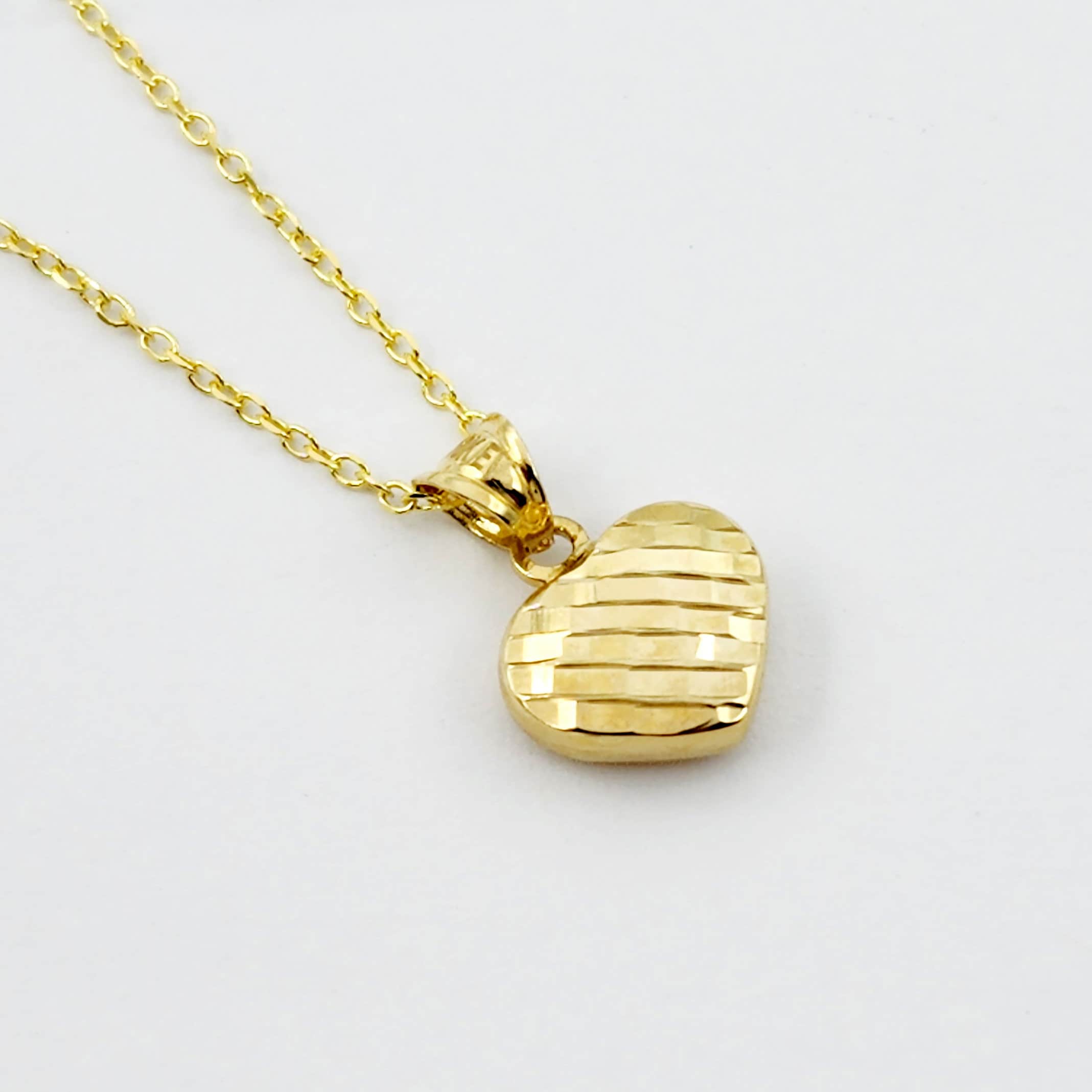 Gold Heart Pendant Necklace, 10K Yellow Gold Heart Necklace Pendant, Dainty Heart Gold Charm Necklace, Birthday Gift, Gift For Her