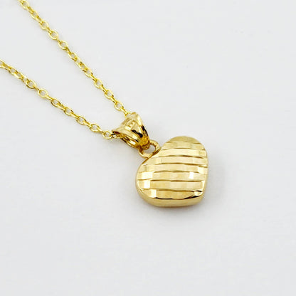 Gold Heart Pendant Necklace, 10K Yellow Gold Heart Necklace Pendant, Dainty Heart Gold Charm Necklace, Birthday Gift, Gift For Her