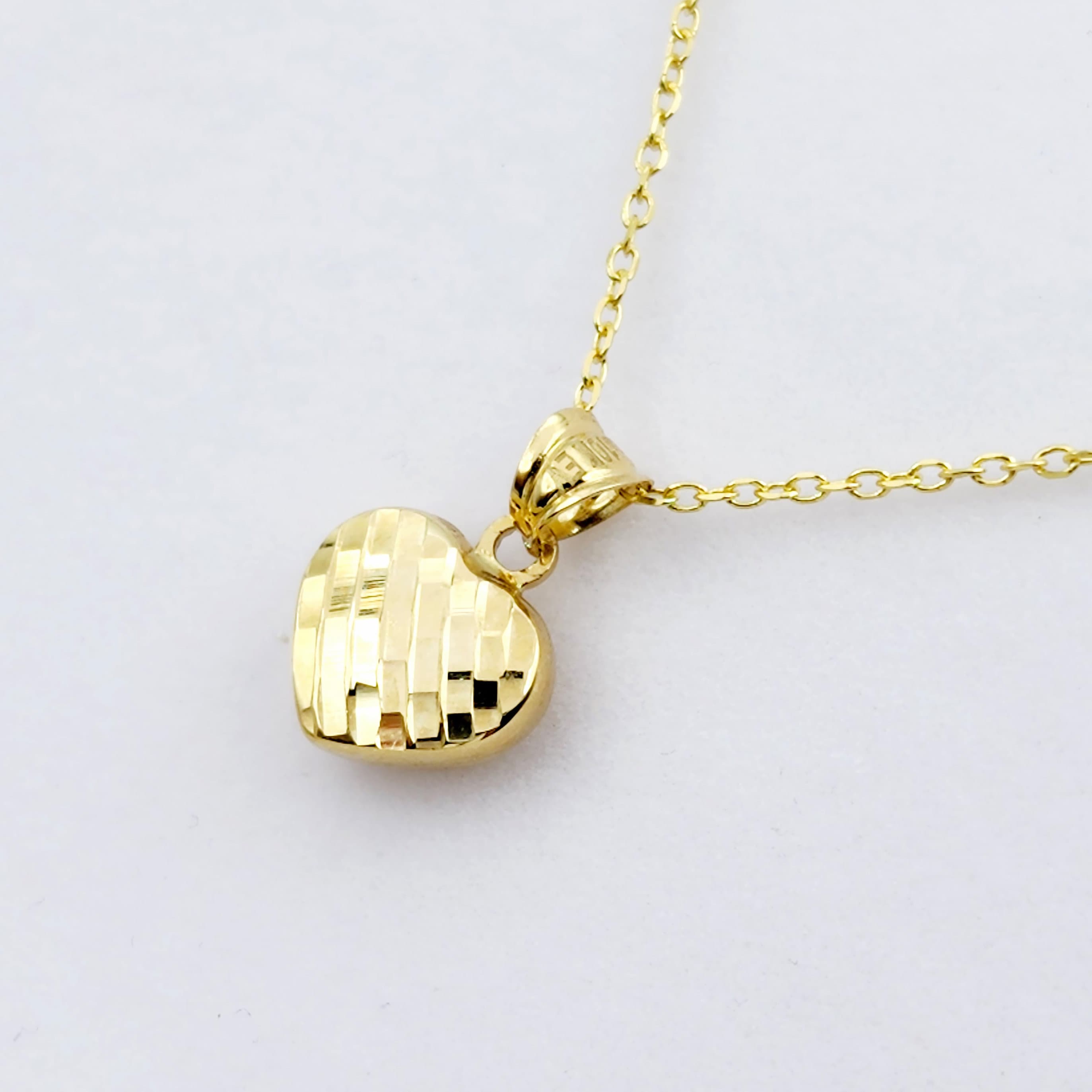 Gold Heart Pendant Necklace, 10K Yellow Gold Heart Necklace Pendant, Dainty Heart Gold Charm Necklace, Birthday Gift, Gift For Her