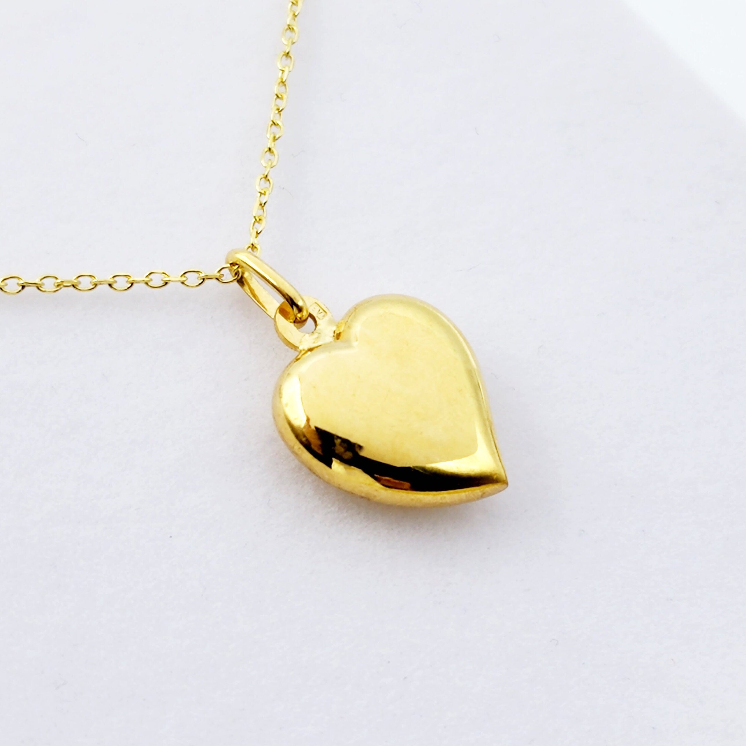 Gold Heart Necklace Pendant, Dainty Heart Gold Pendant Necklace for Women, 10k Yellow Gold Minimalist Jewelry Heart Shaped Necklace for Girl