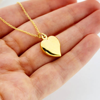 Gold Heart Necklace Pendant, Dainty Heart Gold Pendant Necklace for Women, 10k Yellow Gold Minimalist Jewelry Heart Shaped Necklace for Girl