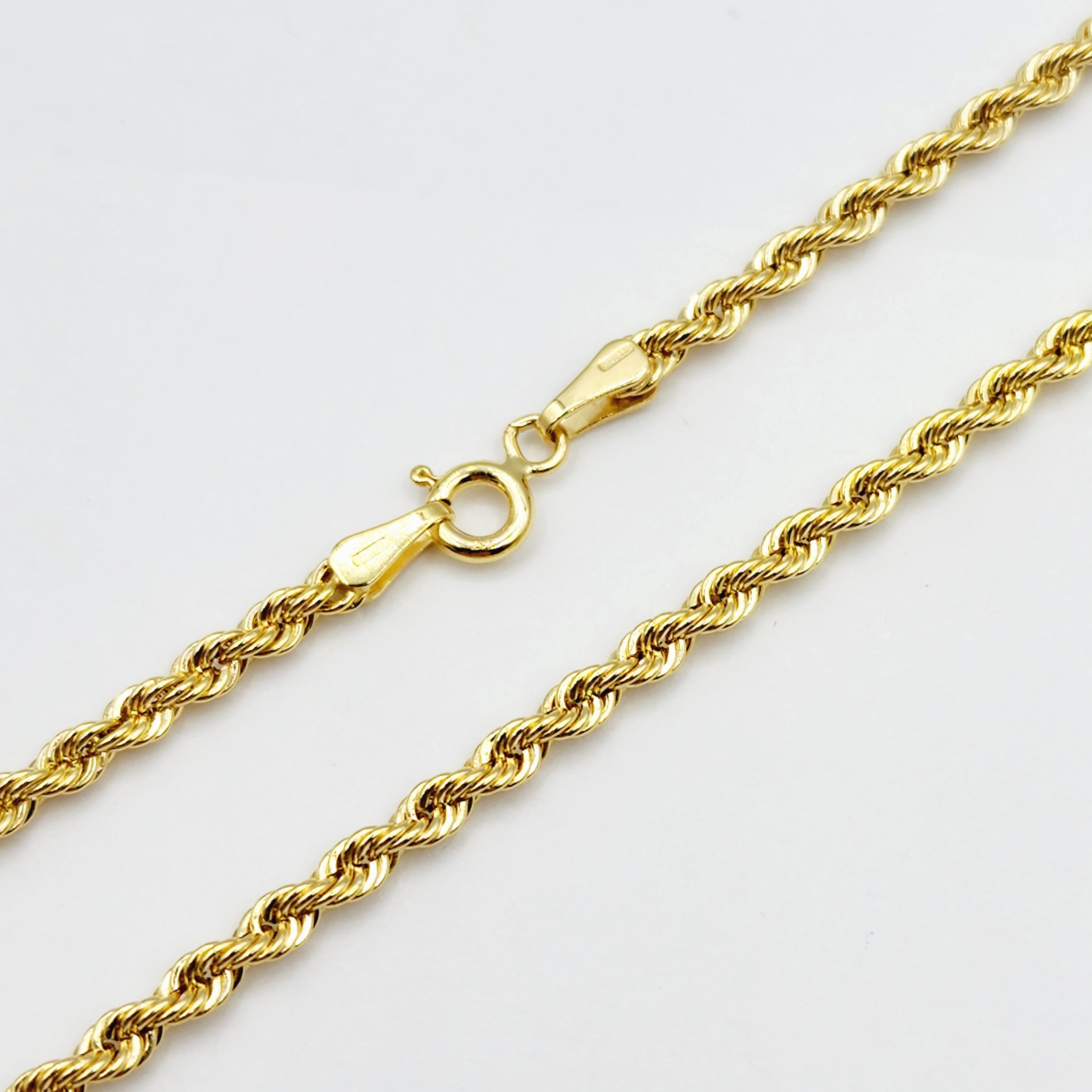 10K Gold Twisted Rope Chain, Handmade Unisex Dainty Gold Rope 2.6mm Necklace, Durable Minimalist Rope Chain Necklace For Men and Women