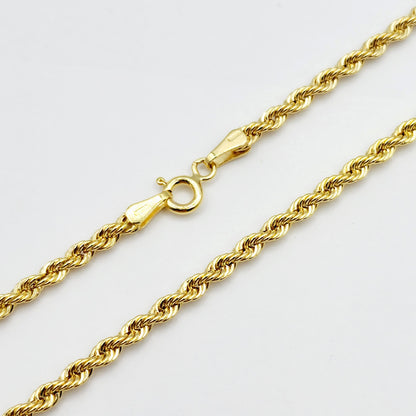 10K Gold Twisted Rope Chain, Handmade Unisex Dainty Gold Rope 2.6mm Necklace, Durable Minimalist Rope Chain Necklace For Men and Women