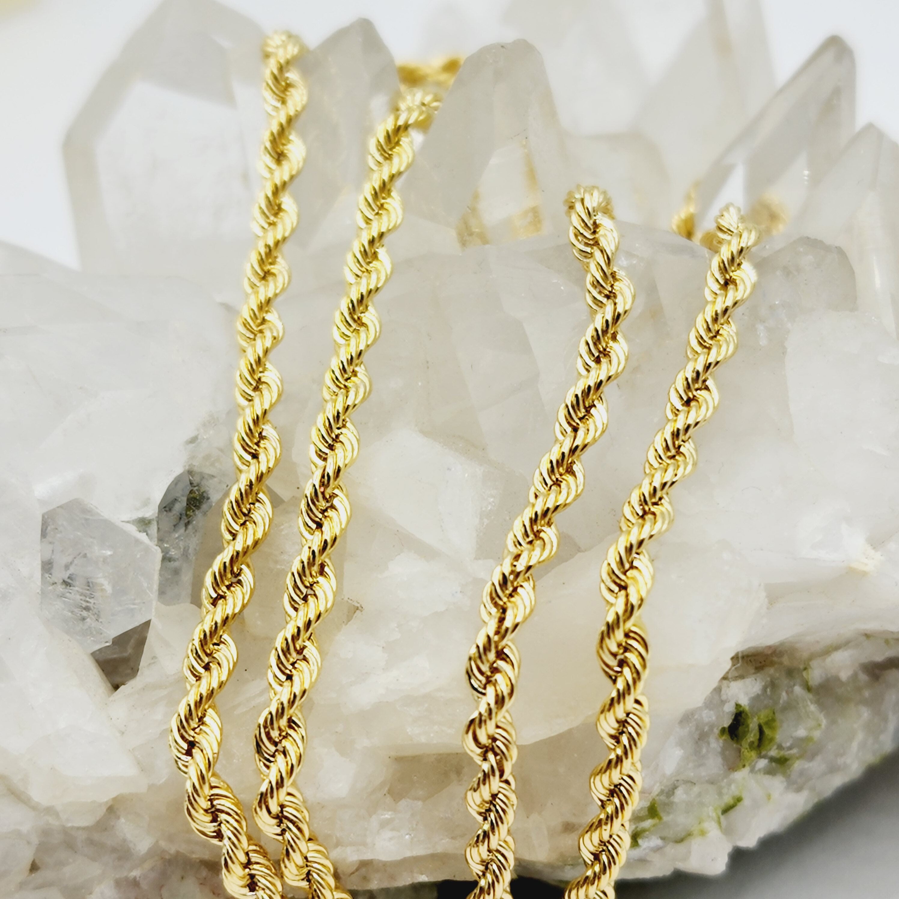 10K Gold Twisted Rope Chain, Handmade Unisex Dainty Gold Rope 2.6mm Necklace, Durable Minimalist Rope Chain Necklace For Men and Women