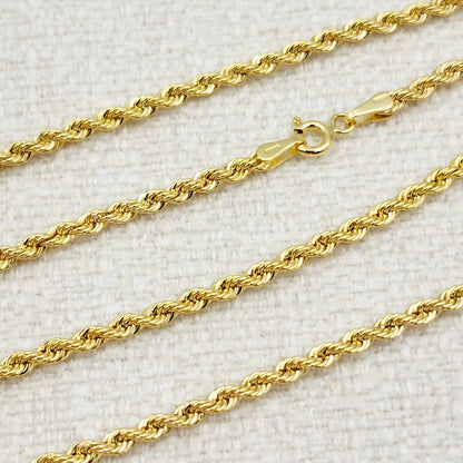 10K Gold Twisted Rope Chain, Handmade Unisex Dainty Gold Rope 2.6mm Necklace, Durable Minimalist Rope Chain Necklace For Men and Women