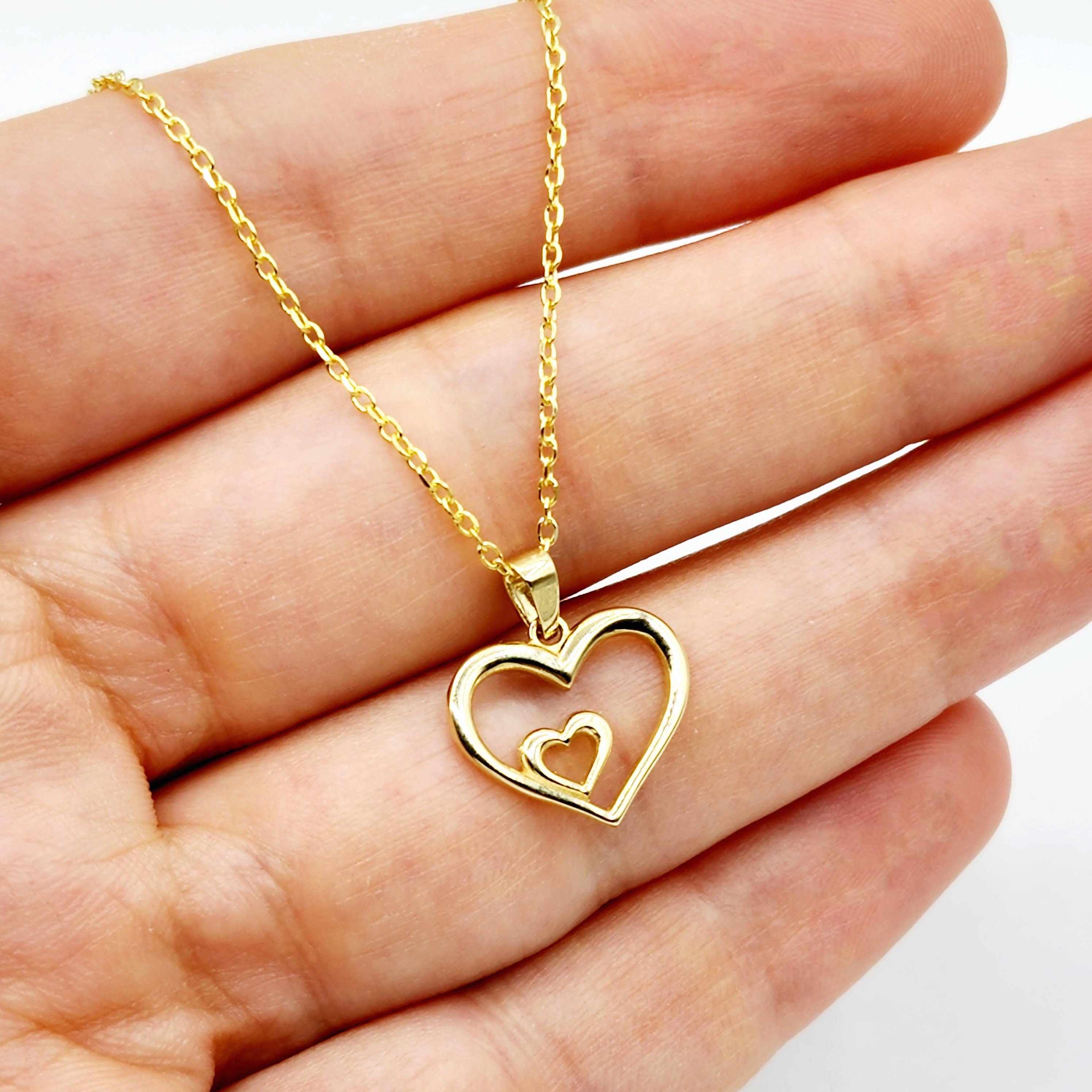 Gold Heart Pendant Necklace, 10K Yellow Gold Simple Heart Necklace Pendant, Dainty Heart Gold, Charm Necklace, Valentine's Day Gift For Her