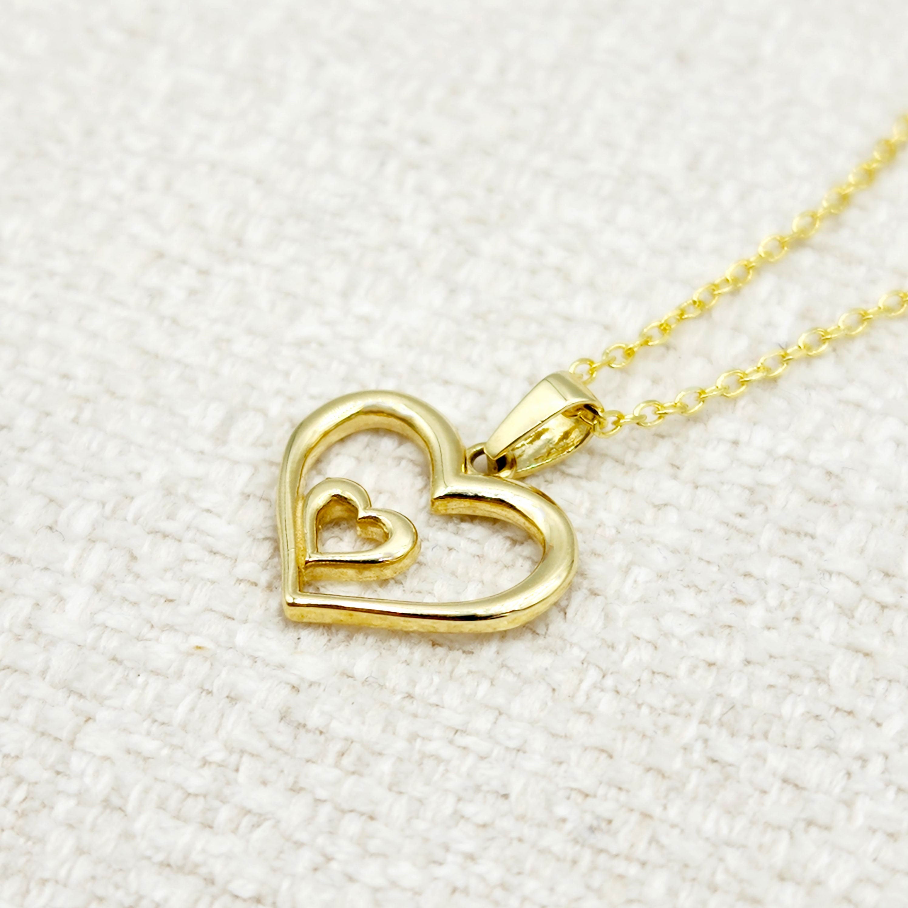 Gold Heart Pendant Necklace, 10K Yellow Gold Simple Heart Necklace Pendant, Dainty Heart Gold, Charm Necklace, Valentine's Day Gift For Her