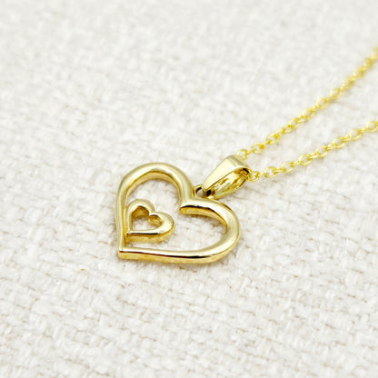 Gold Heart Pendant Necklace, 10K Yellow Gold Simple Heart Necklace Pendant, Dainty Heart Gold, Charm Necklace, Valentine's Day Gift For Her