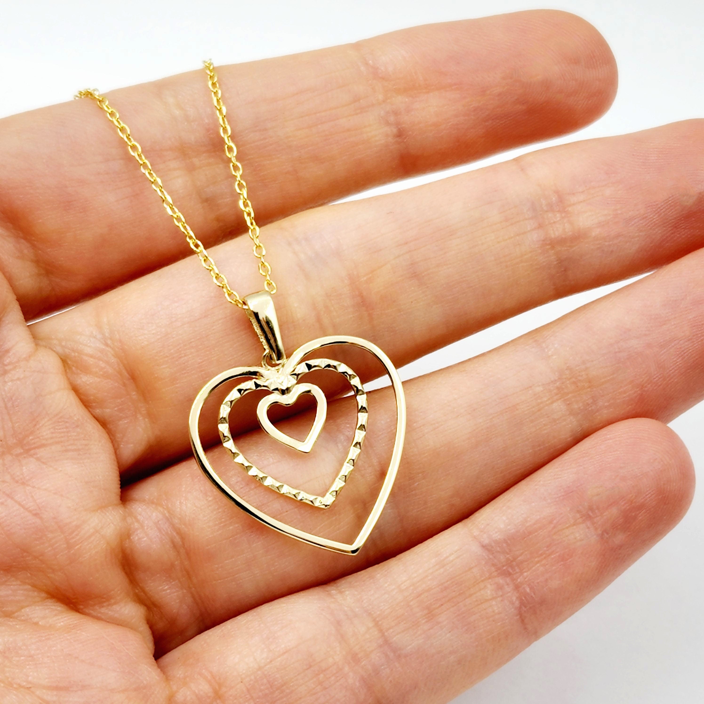 Gold Heart Pendant Necklace, 10K Yellow Gold Heart Necklace Pendant, Dainty Heart Gold, Charm Necklace, Valentine's Day Gift For Her