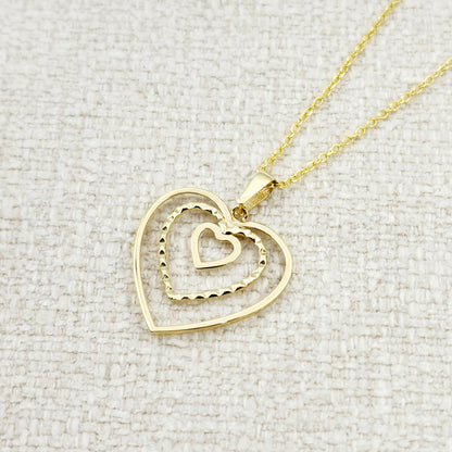 Gold Heart Pendant Necklace, 10K Yellow Gold Heart Necklace Pendant, Dainty Heart Gold, Charm Necklace, Valentine's Day Gift For Her