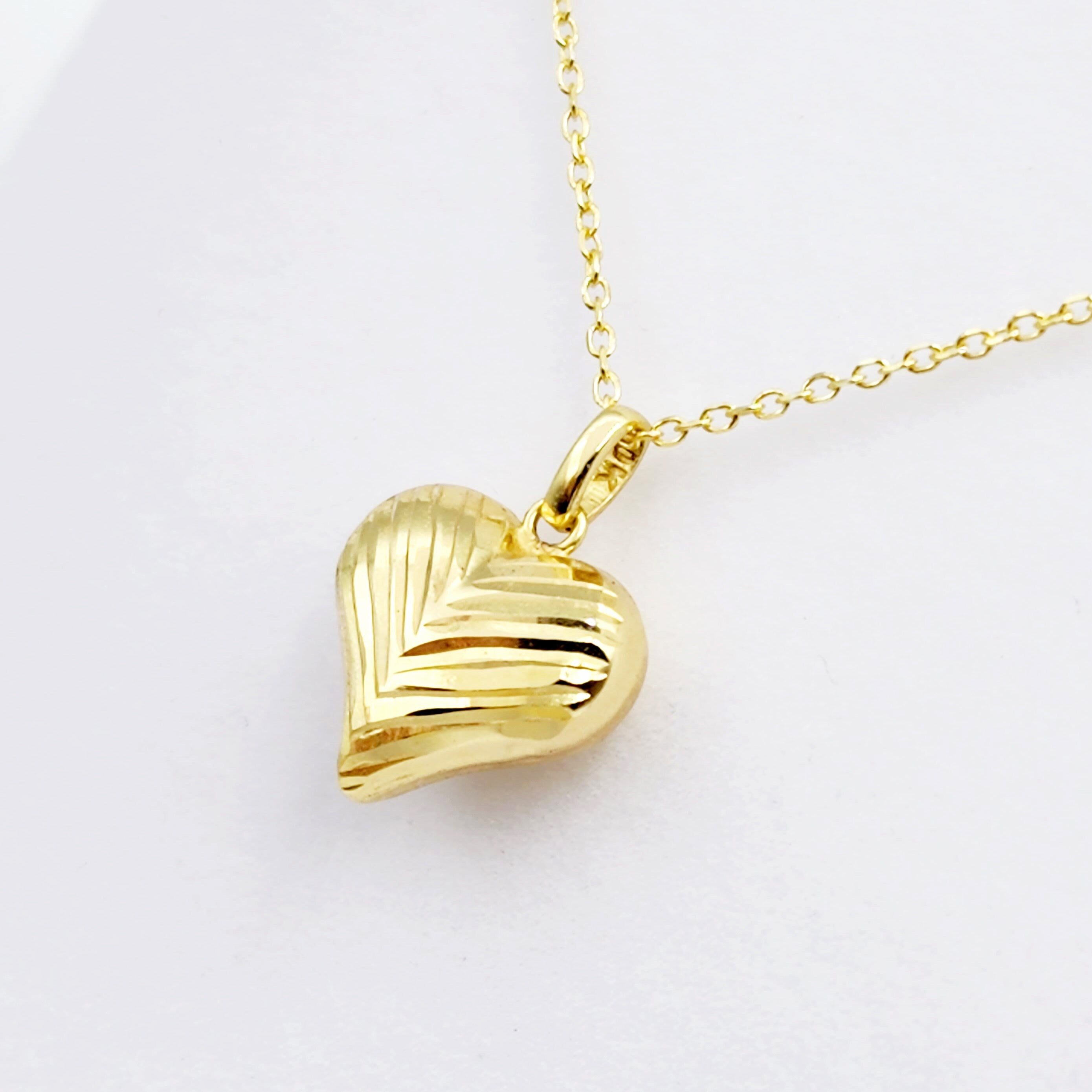 Gold Heart Pendant Necklace, 10K Yellow Gold Heart Necklace Pendant, Dainty Heart Gold, Charm Necklace, Valentine's Day Gift For Her