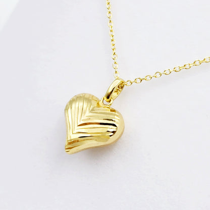 Gold Heart Pendant Necklace, 10K Yellow Gold Heart Necklace Pendant, Dainty Heart Gold, Charm Necklace, Valentine's Day Gift For Her