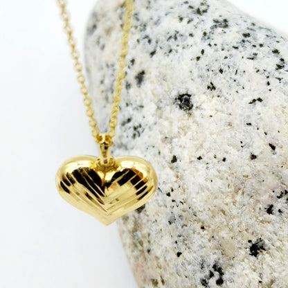 Gold Heart Pendant Necklace, 10K Yellow Gold Heart Necklace Pendant, Dainty Heart Gold, Charm Necklace, Valentine's Day Gift For Her