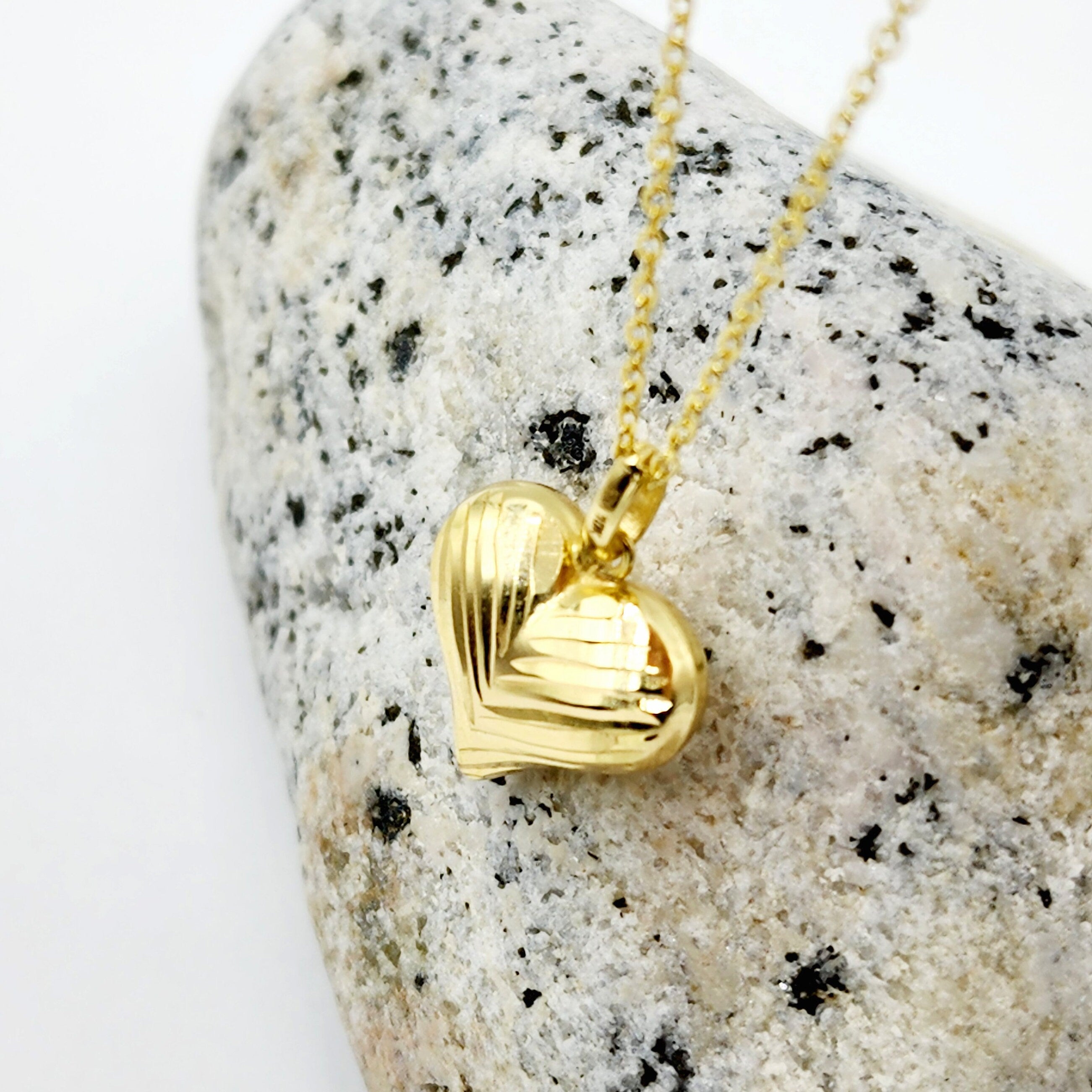 Gold Heart Pendant Necklace, 10K Yellow Gold Heart Necklace Pendant, Dainty Heart Gold, Charm Necklace, Valentine's Day Gift For Her
