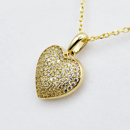Gold Heart Pendant Necklace, 10K Yellow Gold Heart Pendant With CZ, Dainty Heart Gold, Charm Necklace, Valentine's Day Gift For Her