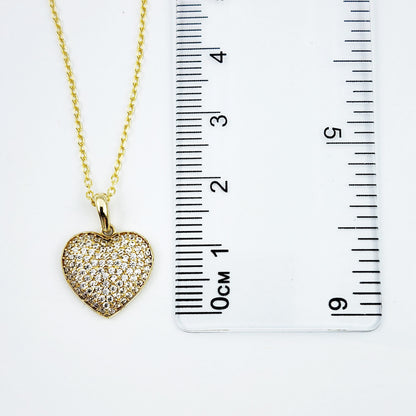Gold Heart Pendant Necklace, 10K Yellow Gold Heart Pendant With CZ, Dainty Heart Gold, Charm Necklace, Valentine's Day Gift For Her