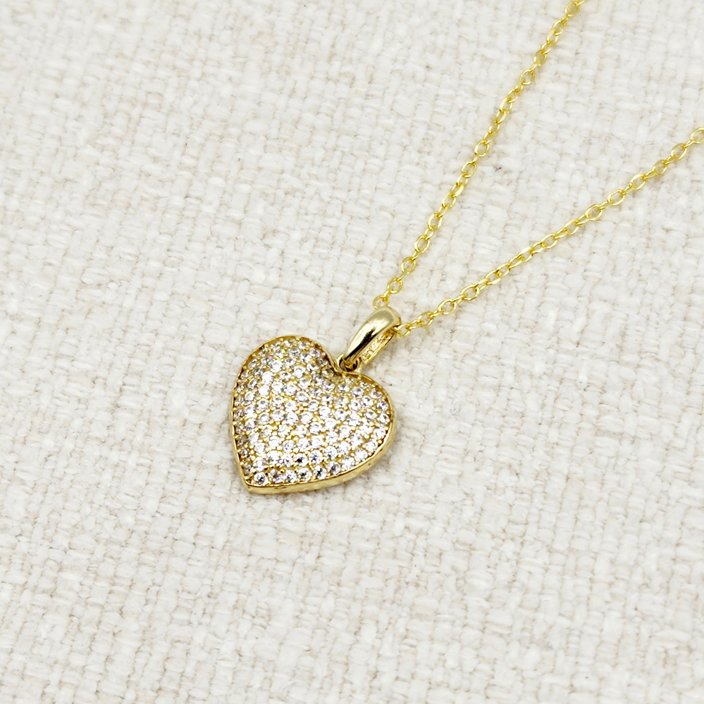 Gold Heart Pendant Necklace, 10K Yellow Gold Heart Pendant With CZ, Dainty Heart Gold, Charm Necklace, Valentine's Day Gift For Her