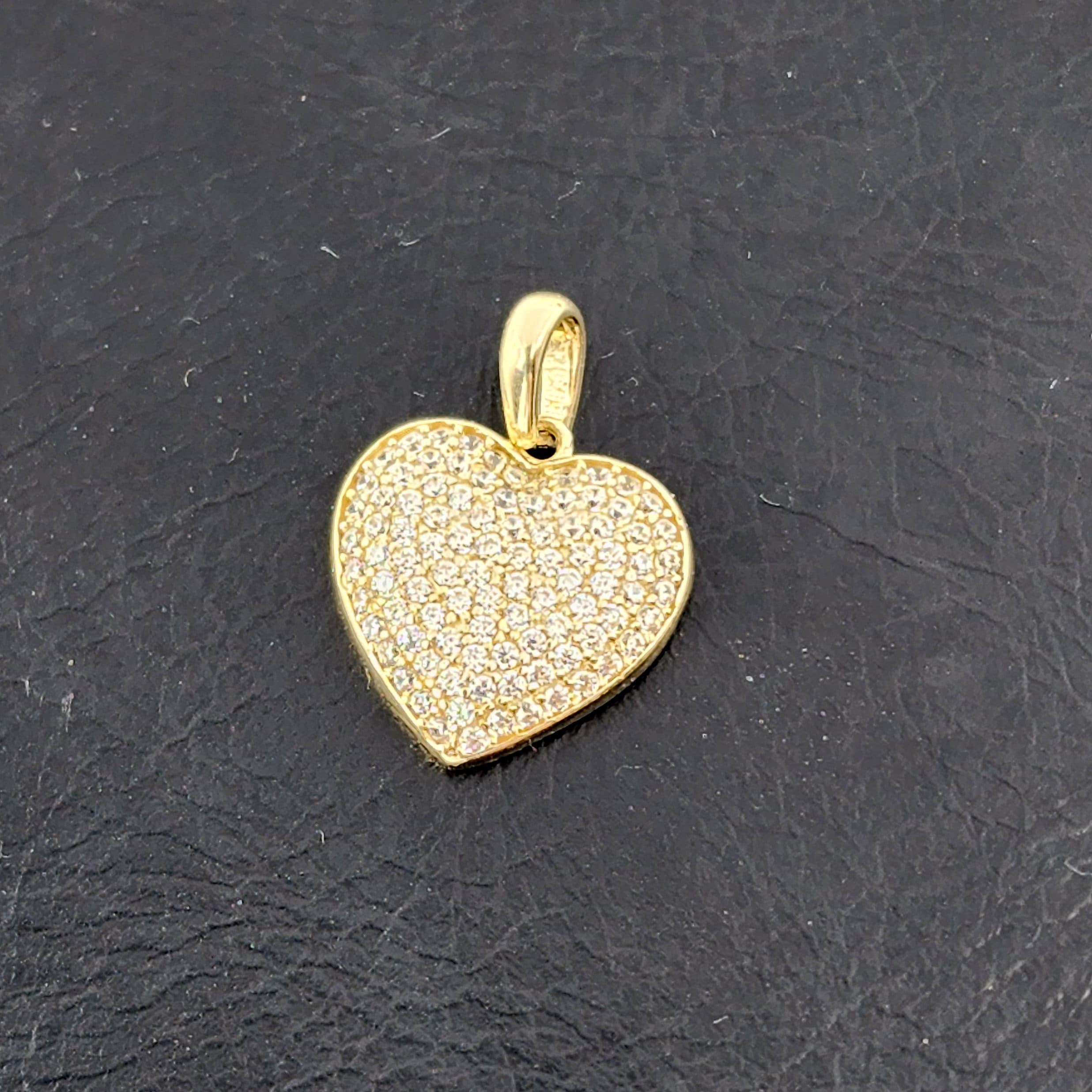 Gold Heart Pendant Necklace, 10K Yellow Gold Heart Pendant With CZ, Dainty Heart Gold, Charm Necklace, Valentine's Day Gift For Her