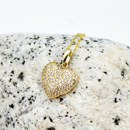 Gold Heart Pendant Necklace, 10K Yellow Gold Heart Pendant With CZ, Dainty Heart Gold, Charm Necklace, Valentine's Day Gift For Her