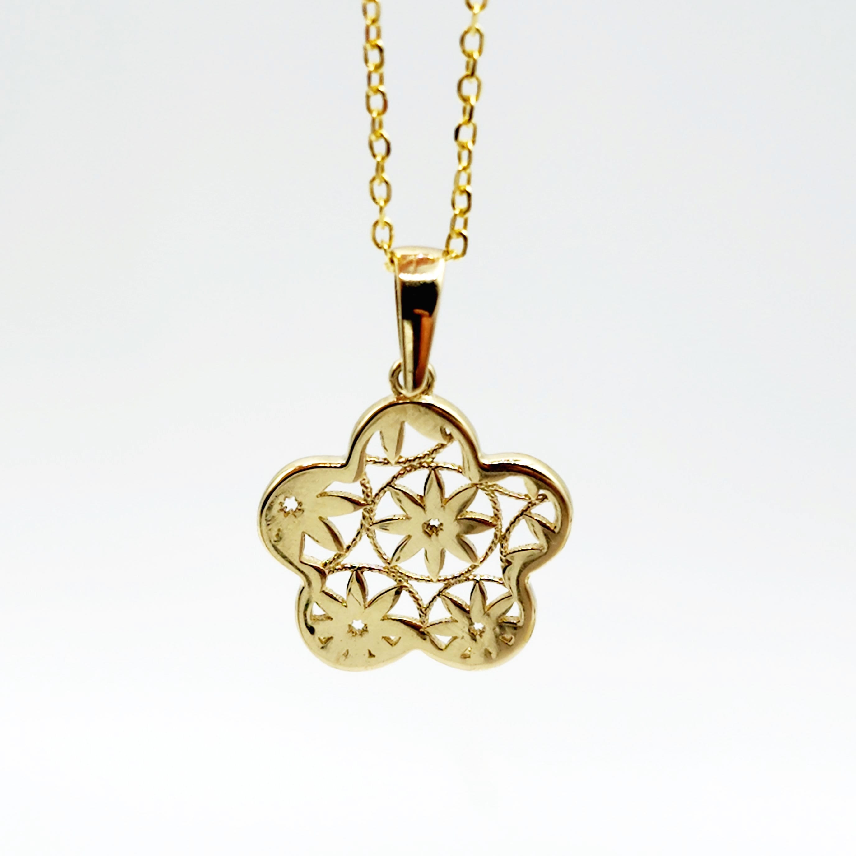Gold Snowflake Pendant Necklace, 10K Yellow Gold Snowflake Pendant With CZ, Dainty Snowflake Charm, Winter Gift For Her