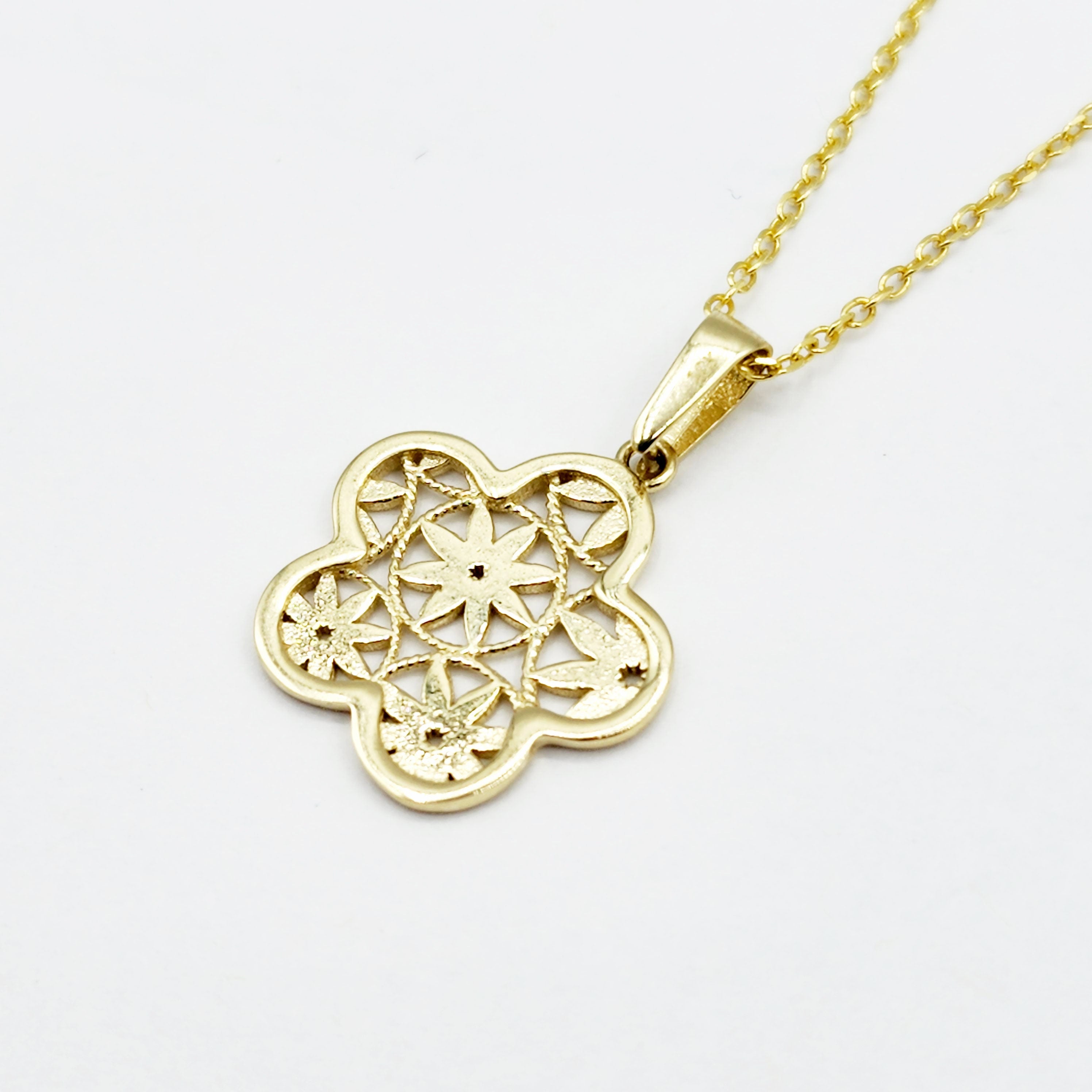Gold Snowflake Pendant Necklace, 10K Yellow Gold Snowflake Pendant With CZ, Dainty Snowflake Charm, Winter Gift For Her