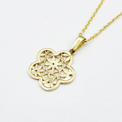 Gold Snowflake Pendant Necklace, 10K Yellow Gold Snowflake Pendant With CZ, Dainty Snowflake Charm, Winter Gift For Her