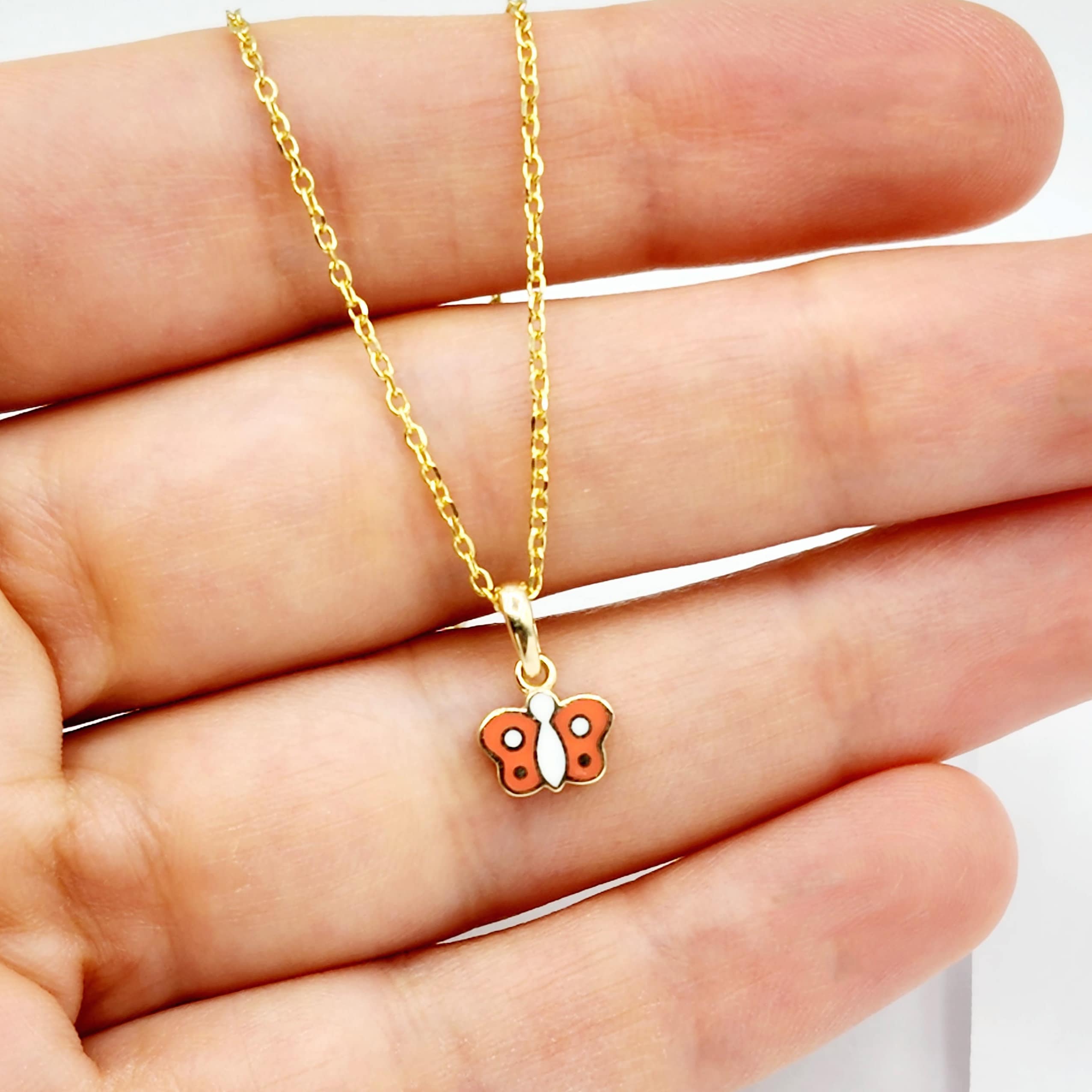 Gold Butterfly Pendant Necklace, 10K Yellow Gold Everyday Necklace Pendant, Dainty Butterfly for Her, Newborn Baby Gift, Girl Gift
