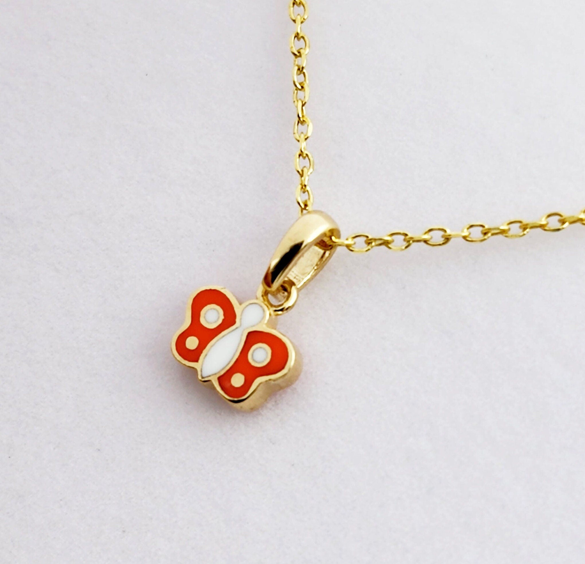 Gold Butterfly Pendant Necklace, 10K Yellow Gold Everyday Necklace Pendant, Dainty Butterfly for Her, Newborn Baby Gift, Girl Gift