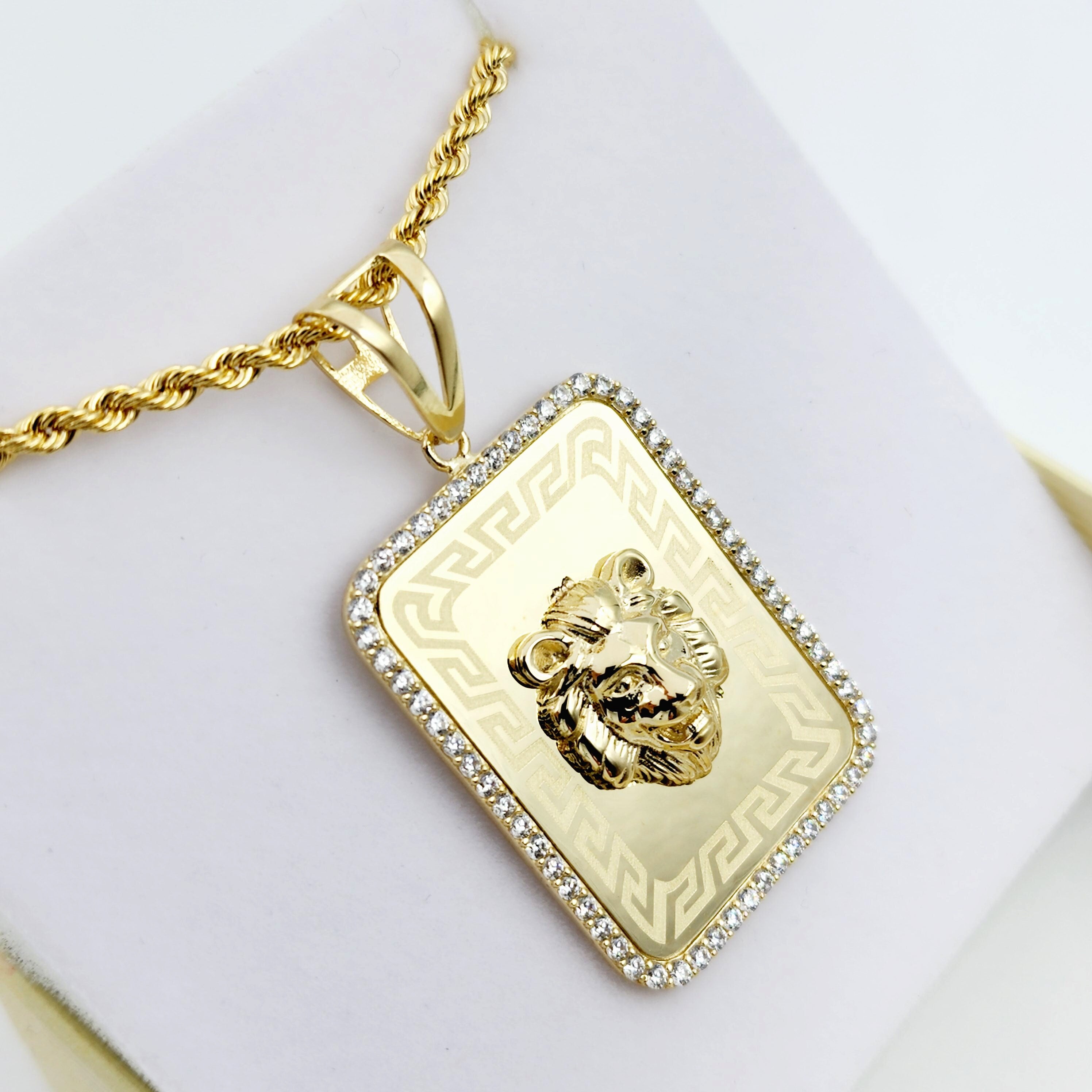 Gold Lion Head Pendant Necklace , 10K Yellow Gold Lion Necklace, Lion Head Pendant, Gold Lion Jewelry, King Lion Gold Dainty Animal Pendant