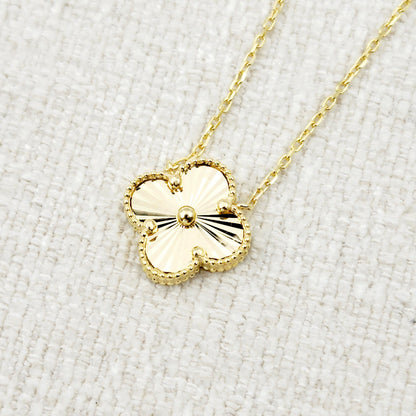 Gold Flower Pendant Necklace , 10K Yellow Gold Flower Necklace For Women, Anniversary Gift, Floral Jewelry