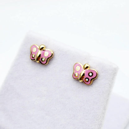 Gold Butterfly Stud Earrings, 10K Yellow Gold Butterfly Earrings, Birthday Gift, Gold Earrings For Baby, Baby Earrings, Cute Girl Earrings