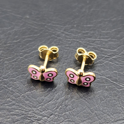 Gold Butterfly Stud Earrings, 10K Yellow Gold Butterfly Earrings, Birthday Gift, Gold Earrings For Baby, Baby Earrings, Cute Girl Earrings